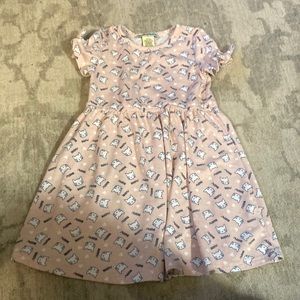 Maddie&Michelle light pink with white cat face and meow pattern dress